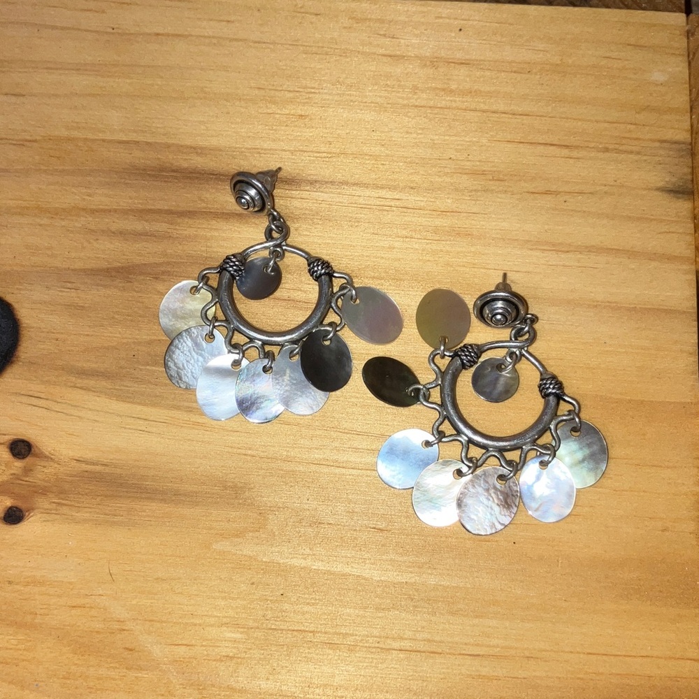 Iridescent Silver Dangle Earrings